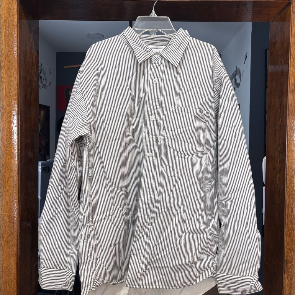 Stussy Monochrome Striped Shirt Jacket